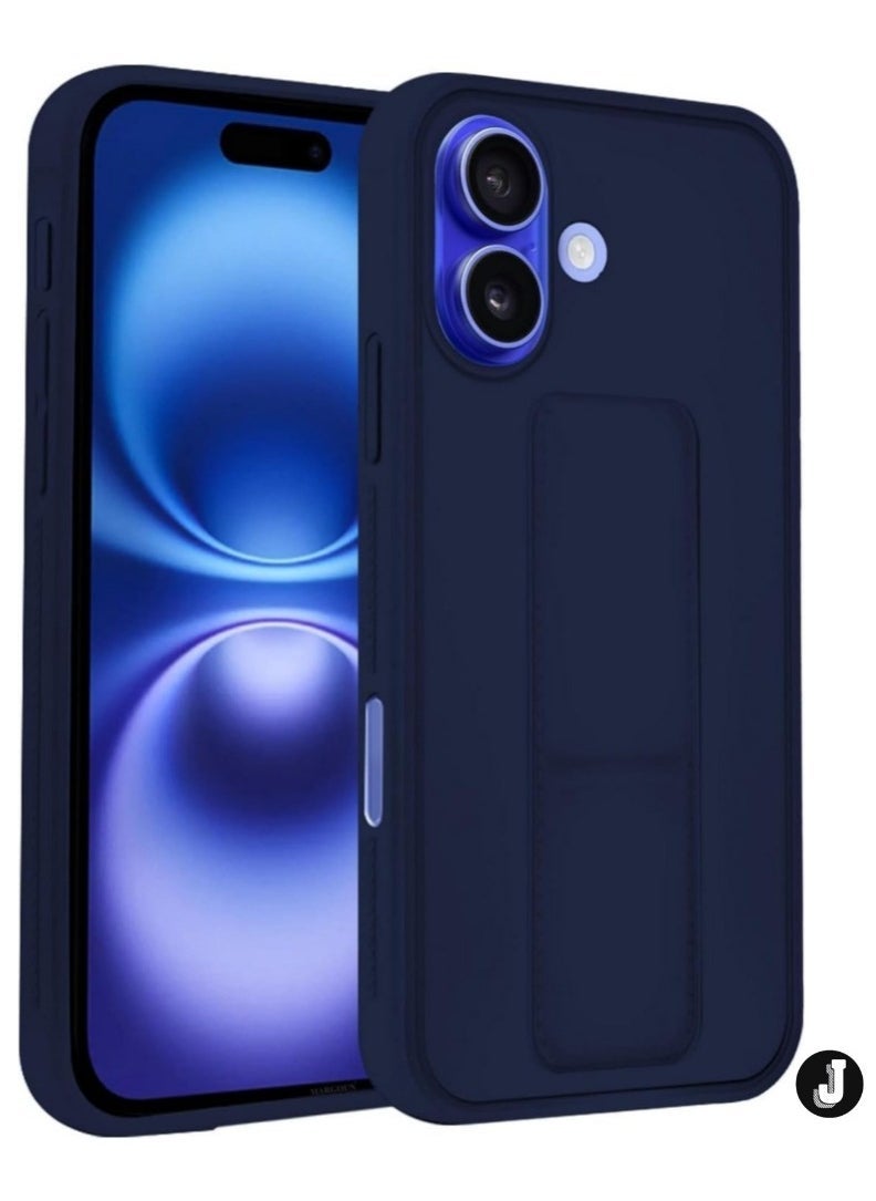 JAJEEK iPhone 16 Plus Blue Magnetic Car Mount Case – Premium Silicone with Multi-Stand Kickstand & Hand Strap - Image 1