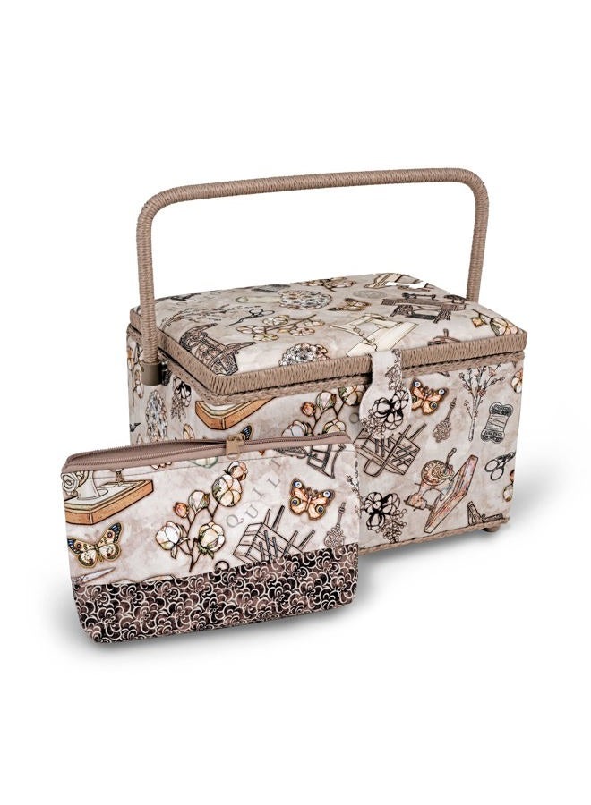 Dritz Basket & Accessory Case Basket, Neautral Sewing - Image 1