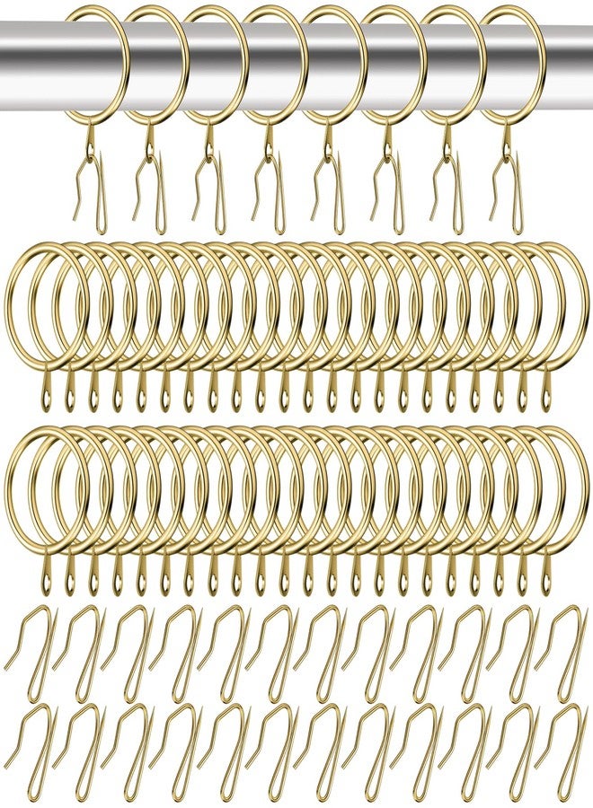 Waltool 80Pcs Stainless Steel Drapery Hanging Rings with Eyelets, Curtain Pin-on Hooks Pins for Window Door Shower Bathroom Rings-30 mm-1.18" Internal Diameter (Gold) - Image 1
