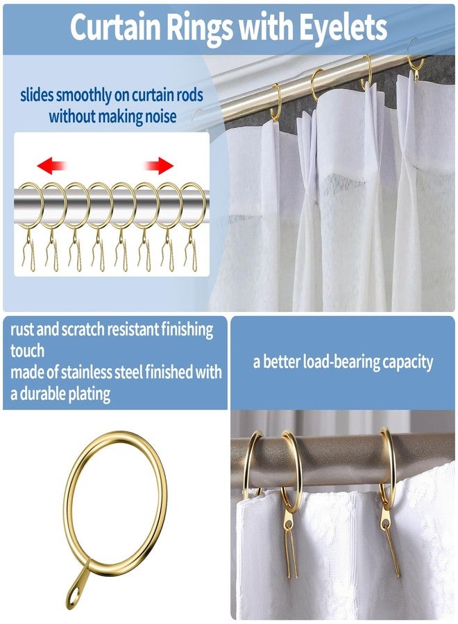 Waltool 80Pcs Stainless Steel Drapery Hanging Rings with Eyelets, Curtain Pin-on Hooks Pins for Window Door Shower Bathroom Rings-30 mm-1.18" Internal Diameter (Gold) - Image 4