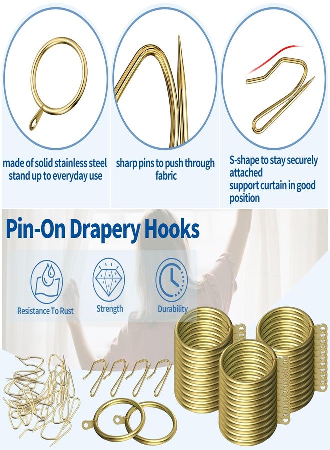 Waltool 80Pcs Stainless Steel Drapery Hanging Rings with Eyelets, Curtain Pin-on Hooks Pins for Window Door Shower Bathroom Rings-30 mm-1.18" Internal Diameter (Gold) - Image 3