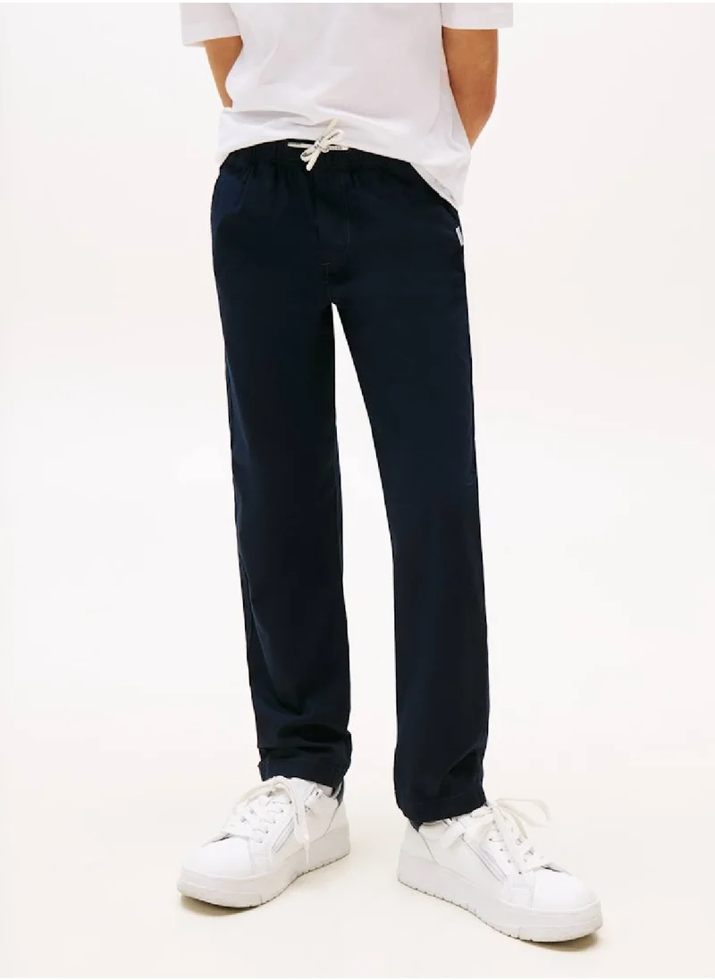 TOMMY HILFIGER Boys' Regular Pull ON Poplin Pants - Cotton, Blue