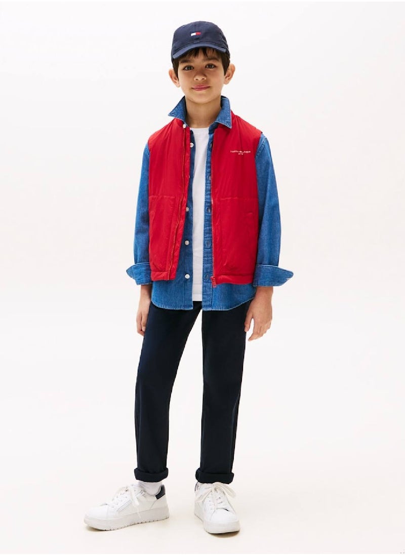 Relaxed Pull On Stretch Poplin Trousers