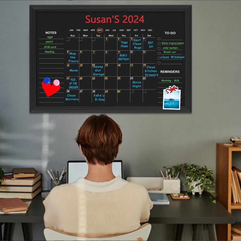 TORASO Chalkboard Calendar, 24â€ Ã— 36â€œ Calendar Magnetic Chalk Board, Monthly and Weekly Chalkboard, Family Planner(Family-HB-6090-new) - Image 4