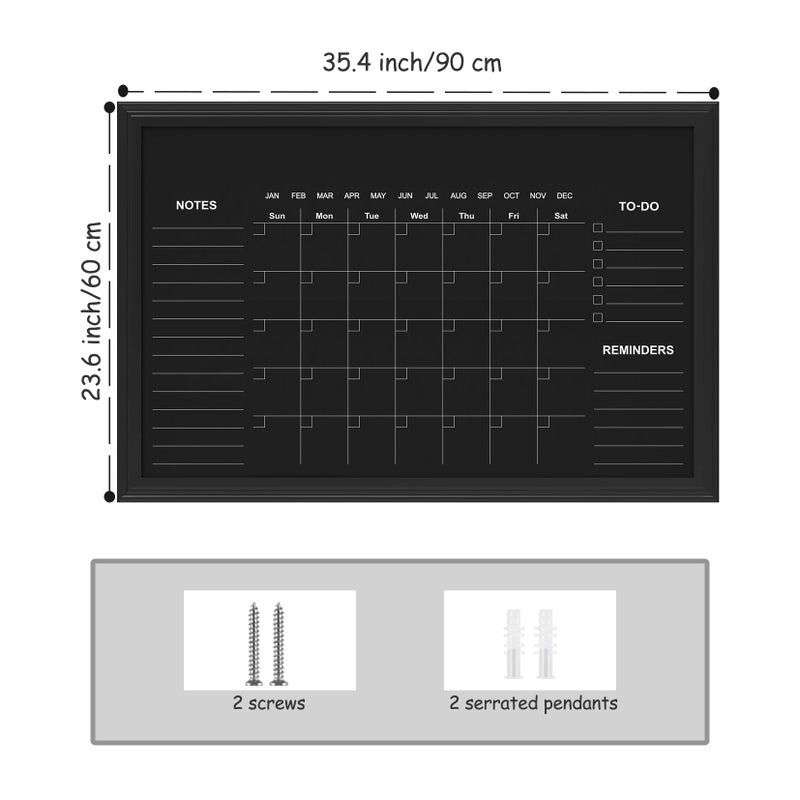 TORASO Chalkboard Calendar, 24â€ Ã— 36â€œ Calendar Magnetic Chalk Board, Monthly and Weekly Chalkboard, Family Planner(Family-HB-6090-new) - Image 2