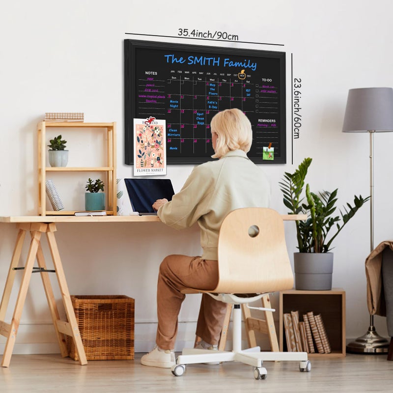 TORASO Chalkboard Calendar, 24â€ Ã— 36â€œ Calendar Magnetic Chalk Board, Monthly and Weekly Chalkboard, Family Planner(Family-HB-6090-new) - Image 3