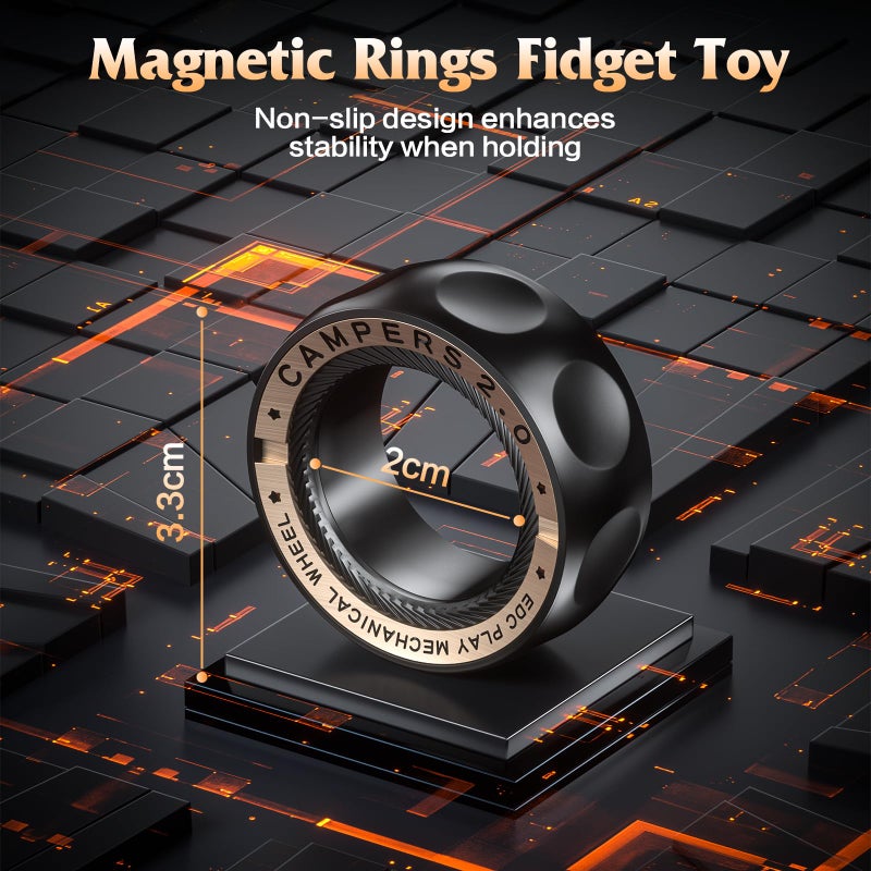 INNÃ”PLUS Upgrade Fidget Spinner for Stress Relief,Magnetic Fidget Spinner Rings with Relax Sounds,Stainless Steel Ring Toy Stress Anxiety EDC Relief Slider Tool, Gifts for Adults - Image 2