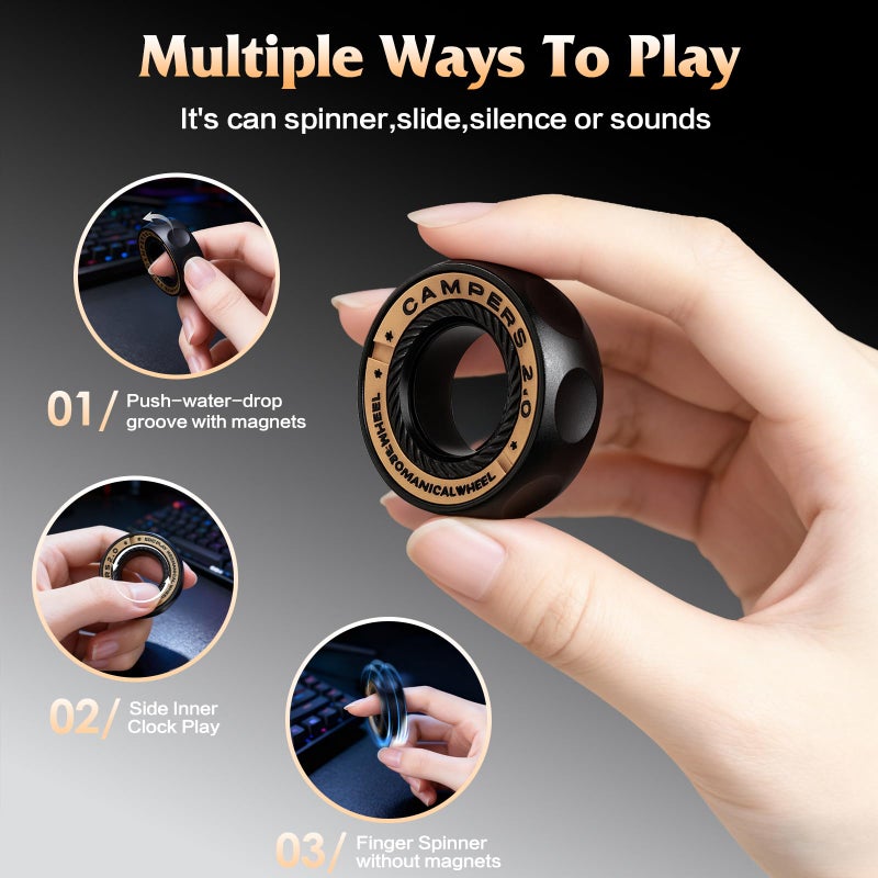 INNÃ”PLUS Upgrade Fidget Spinner for Stress Relief,Magnetic Fidget Spinner Rings with Relax Sounds,Stainless Steel Ring Toy Stress Anxiety EDC Relief Slider Tool, Gifts for Adults - Image 3