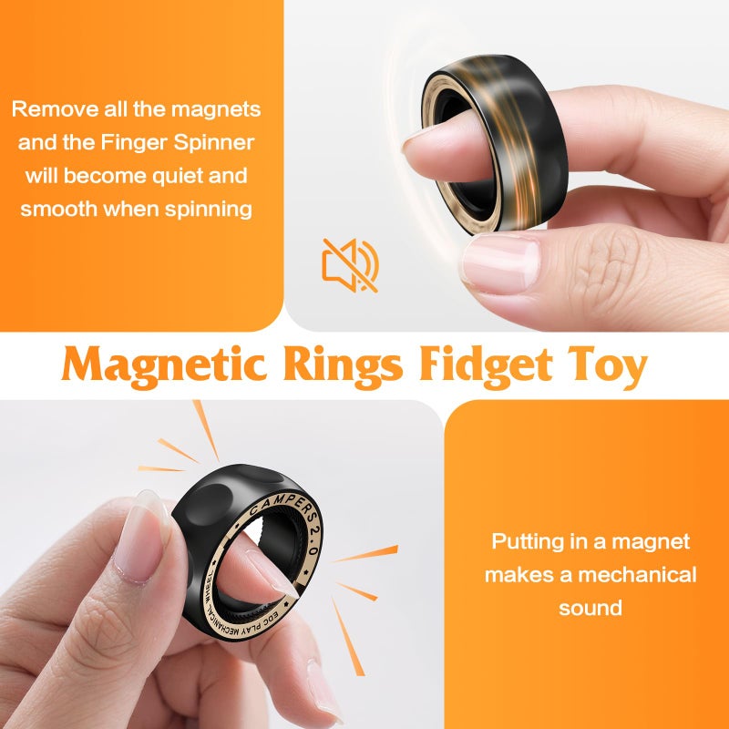 INNÃ”PLUS Upgrade Fidget Spinner for Stress Relief,Magnetic Fidget Spinner Rings with Relax Sounds,Stainless Steel Ring Toy Stress Anxiety EDC Relief Slider Tool, Gifts for Adults - Image 5