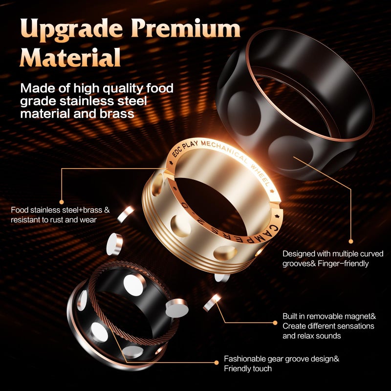 INNÃ”PLUS Upgrade Fidget Spinner for Stress Relief,Magnetic Fidget Spinner Rings with Relax Sounds,Stainless Steel Ring Toy Stress Anxiety EDC Relief Slider Tool, Gifts for Adults - Image 4
