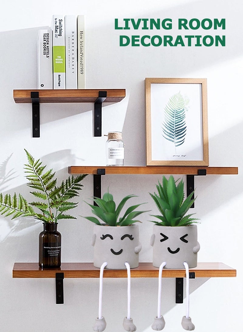 HomarKet Artificial Succulents Set, 2 Pack Mini Fake Plants,Cute Artificial Potted Plant in Cement Pots with Hanging Leg for Home and Office Decor  - Image 5