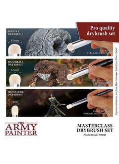 The Army Painter Masterclass: Drybrush Set Hobby Detail Paint Brush Set Acrylic Paint Brushes In 3 Sizes For Advanced & Professional Art For Tabletop & Wargames Miniature Watercolor Oil Painting  - Image 2