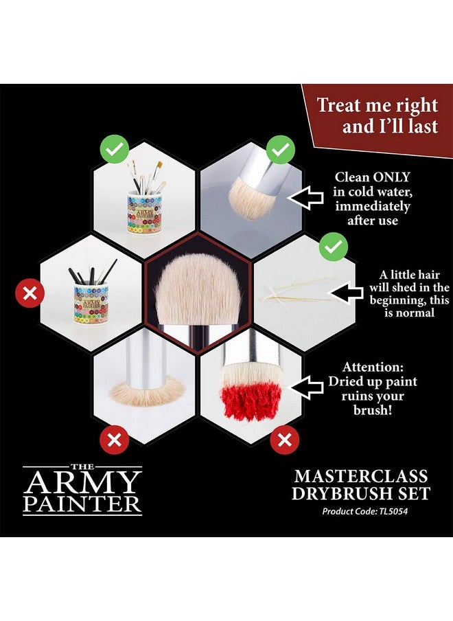 The Army Painter Masterclass: Drybrush Set Hobby Detail Paint Brush Set Acrylic Paint Brushes In 3 Sizes For Advanced & Professional Art For Tabletop & Wargames Miniature Watercolor Oil Painting  - Image 5