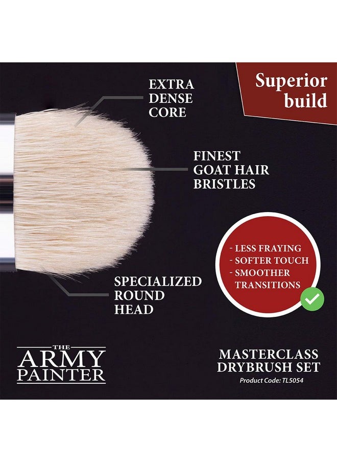 The Army Painter Masterclass: Drybrush Set Hobby Detail Paint Brush Set Acrylic Paint Brushes In 3 Sizes For Advanced & Professional Art For Tabletop & Wargames Miniature Watercolor Oil Painting  - Image 3