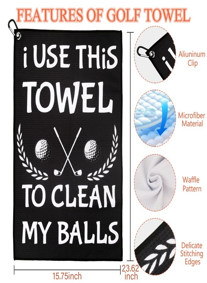 TRINKA Funny Golf Towel with Clip - Includes Club Brush & Divot Tool, Golf Gift for Men, Dad, Husband - I Use This Towel to Clean My Balls - Image 2