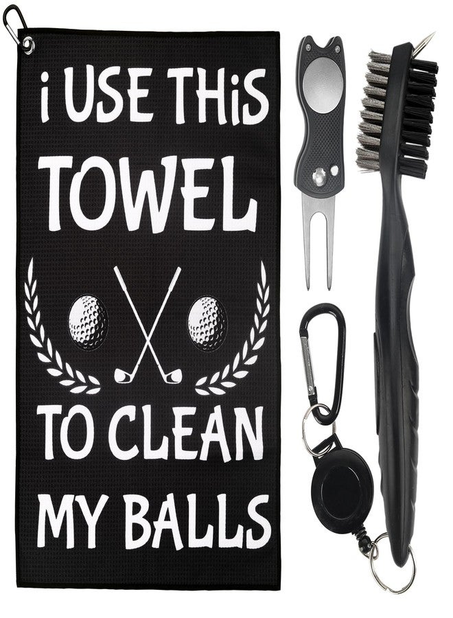 TRINKA Funny Golf Towel with Clip - Includes Club Brush & Divot Tool, Golf Gift for Men, Dad, Husband - I Use This Towel to Clean My Balls - Image 1