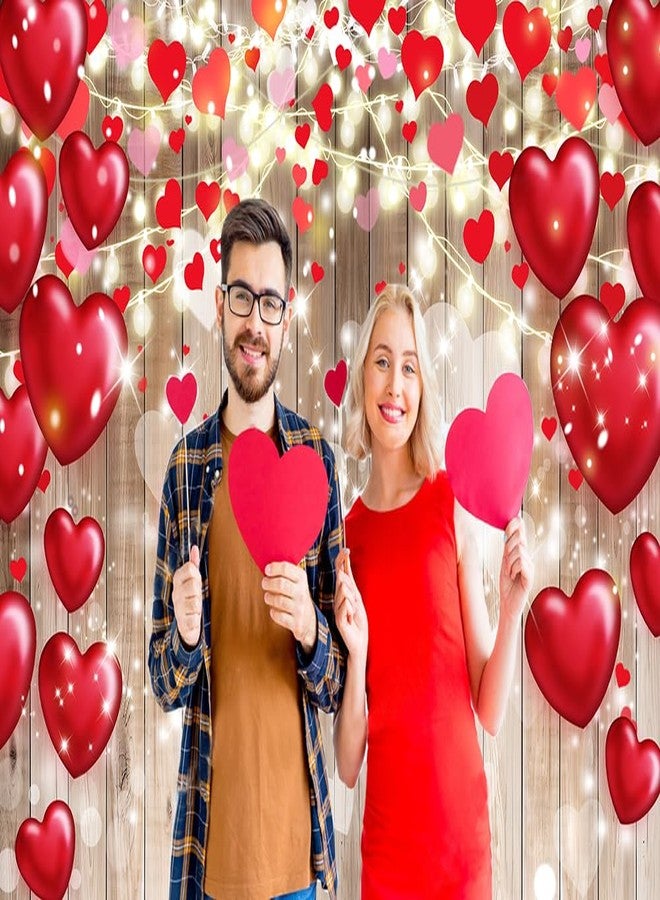 Dudaacvt 8X6ft Valentine's Day Backdrop Rustic Wood Red Love Heart Background for Valentine's Day Wedding Bridal Shower Party Decor Banner Portrait Photo Studio Booth Props D685 - Image 2