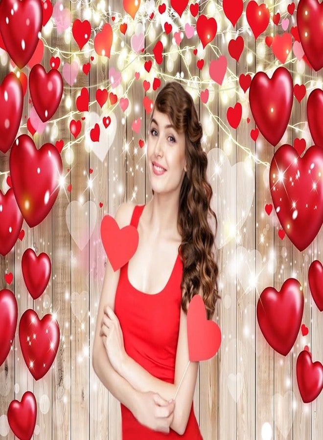Dudaacvt 8X6ft Valentine's Day Backdrop Rustic Wood Red Love Heart Background for Valentine's Day Wedding Bridal Shower Party Decor Banner Portrait Photo Studio Booth Props D685 - Image 3