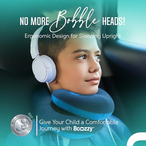 BCOZZY Kids Travel Neck Pillow (8-12 Y/O) – Patented Soft Child Pillow for Head & Chin Support in Car, Airplane, and Road Trip Sleeping. Adjustable Size. Carry Bag. Fully Washable. Medium, Gray - Image 2