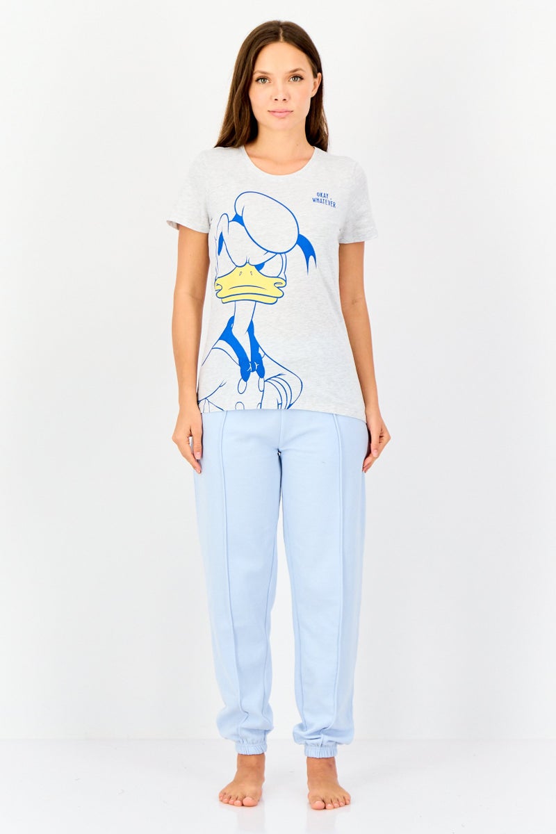 zivame Women Graohic Print Cap Sleeves Pajama Top, Grey - Image 3