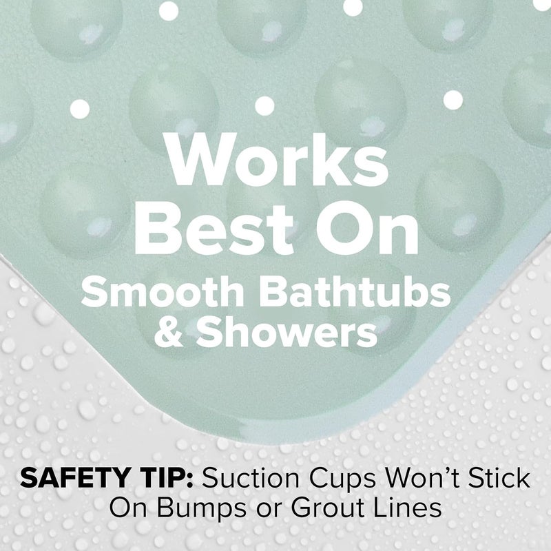 SlipX Solutions Power Grip Extra Long Bath Tub & Shower Mat 39x16, Wet Floor Non-Slip for Elderly & Kids Bathroom, 30% Longer Bathtub Mats, 200 Suction Cups, Drain Holes, Machine Wash, Seafoam - Image 3