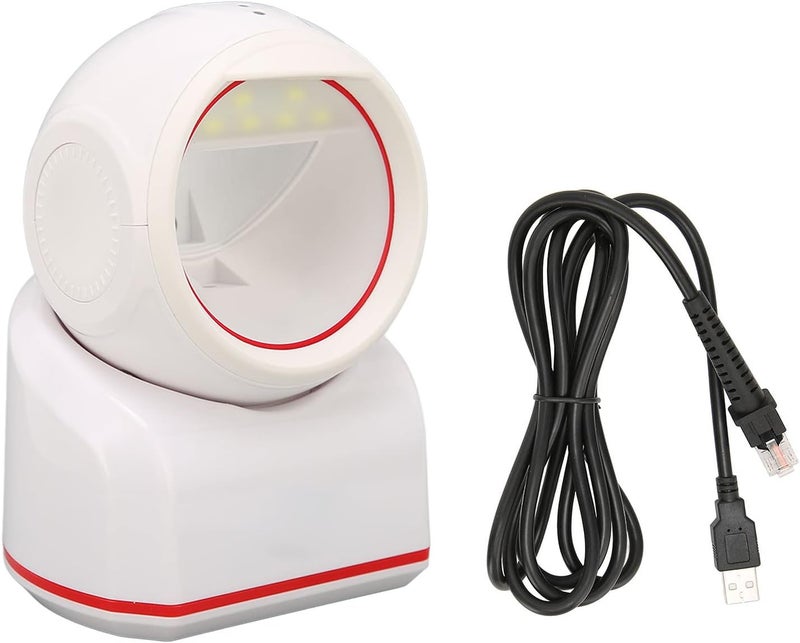 White Omnidirectional USB Barcode Scanner QR Code Reader For Retail Supermarkets - Image 1