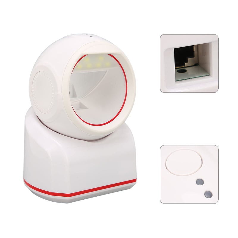 White Omnidirectional USB Barcode Scanner QR Code Reader For Retail Supermarkets - Image 3