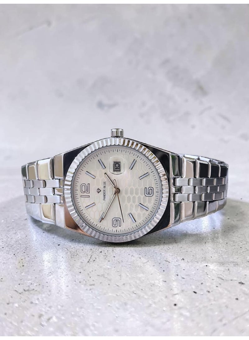 FANDER BLUE Elegant men's watch – luxurious royal design made of stainless steel, classic dial with date display, water resistant. - Image 3