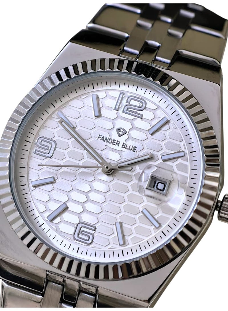FANDER BLUE Elegant men's watch – luxurious royal design made of stainless steel, classic dial with date display, water resistant. - Image 4