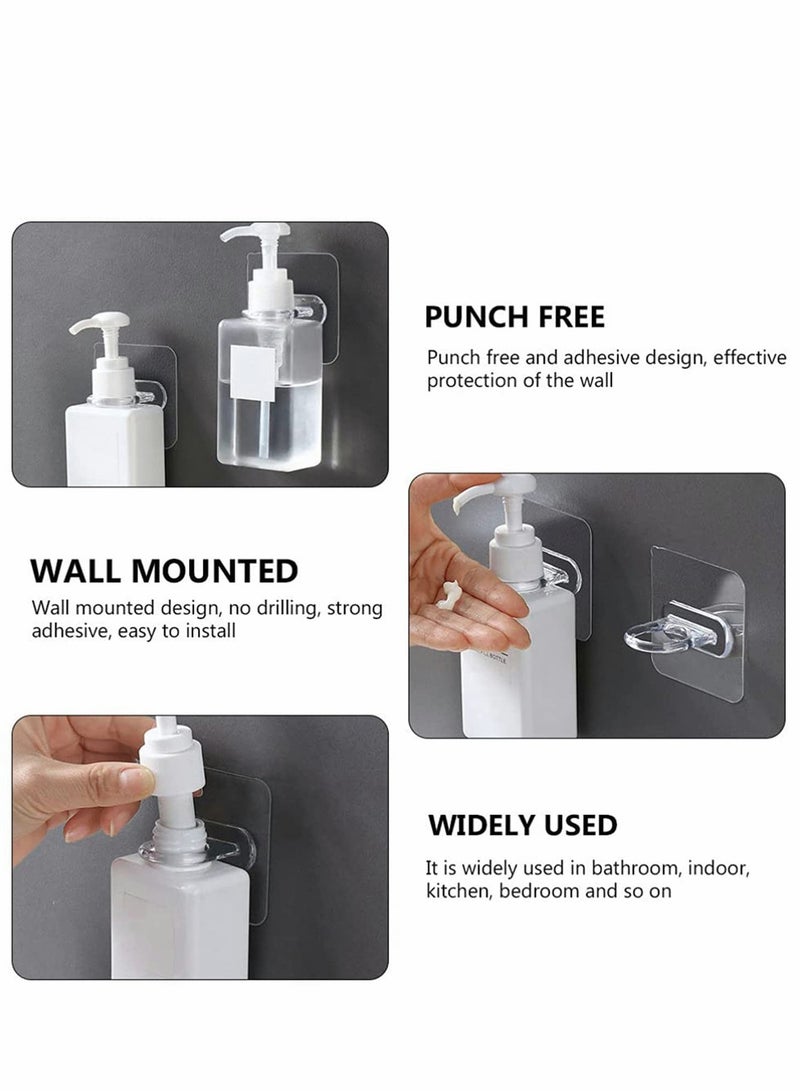 Shower Gel Bottle Holder Hook, Self Adhesive Wall Mount Shampoo Rack Kitchen Wall Hook Bathroom Free Punch Hanger 12 Pieces