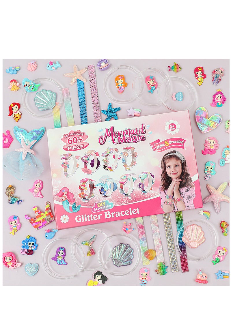 Angel Glitter Bracelet Making Kit for Girls,68PCs Mermaid Magic Bracelets Kit,Craft Kits Party Favors Supplies for Girls,Make Your Own Bracelet for Kids,DIY Bracelet Accessories Set for Kids  - Image 2