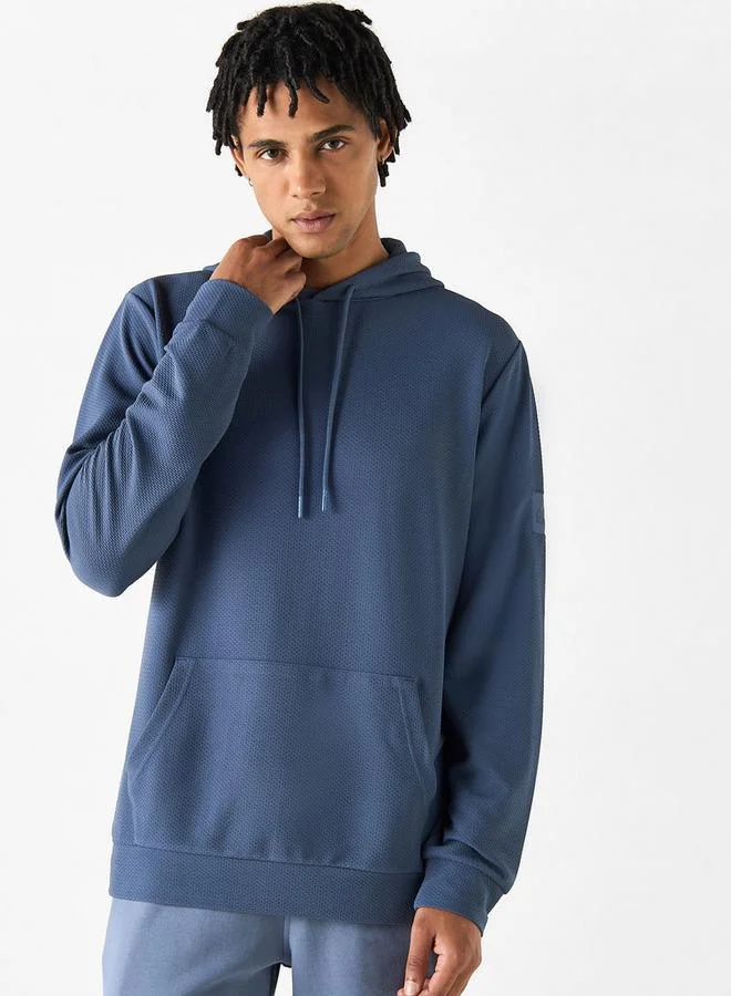 Kappa Textured Hoodie with Long Sleeves and Kangaroo Pocket