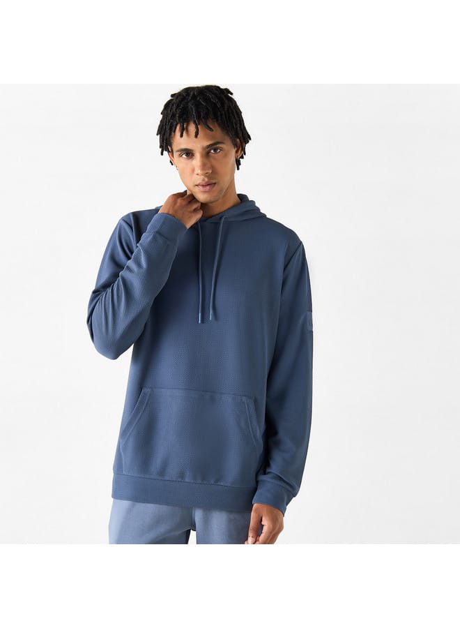 Kappa Kappa Textured Hoodie with Long Sleeves and Kangaroo Pocket  - Image 1
