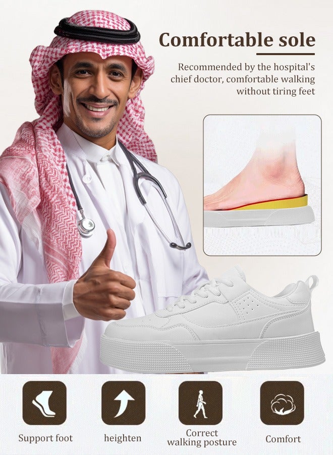 حذاء رياضي للرجال، حذاء رياضي أبيض، حذاء رياضي متعدد الاستخدامات وأنيق، مع زيادة في الارتفاع تصل إلى 7 سم مخفية  - Image 3