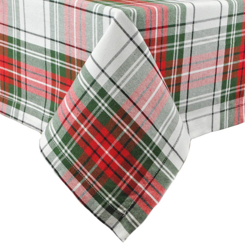 DII Tartan Plaid Collection Holiday Dining Table Kitchen Dcor Rectangle Christmas Tablecloth 60x104 Red Green White