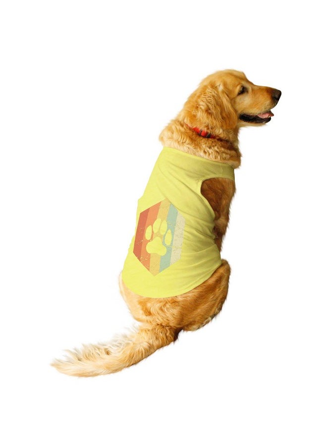 rusepin - .Pet Striped Paw Round Neck Sleeveless Vest Tank T-Shirt/Tees For Dog Clothes Summer Apparel./Medium (Chubby Pugs, Beagle Etc.) / Lemon Tonic - Image 1