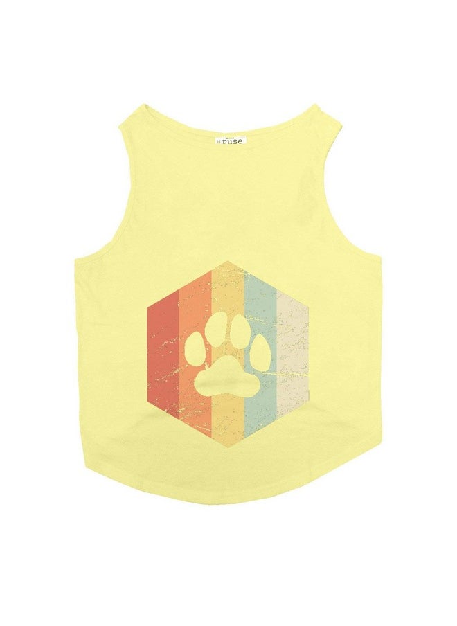 rusepin - .Pet Striped Paw Round Neck Sleeveless Vest Tank T-Shirt/Tees For Dog Clothes Summer Apparel./Medium (Chubby Pugs, Beagle Etc.) / Lemon Tonic - Image 1