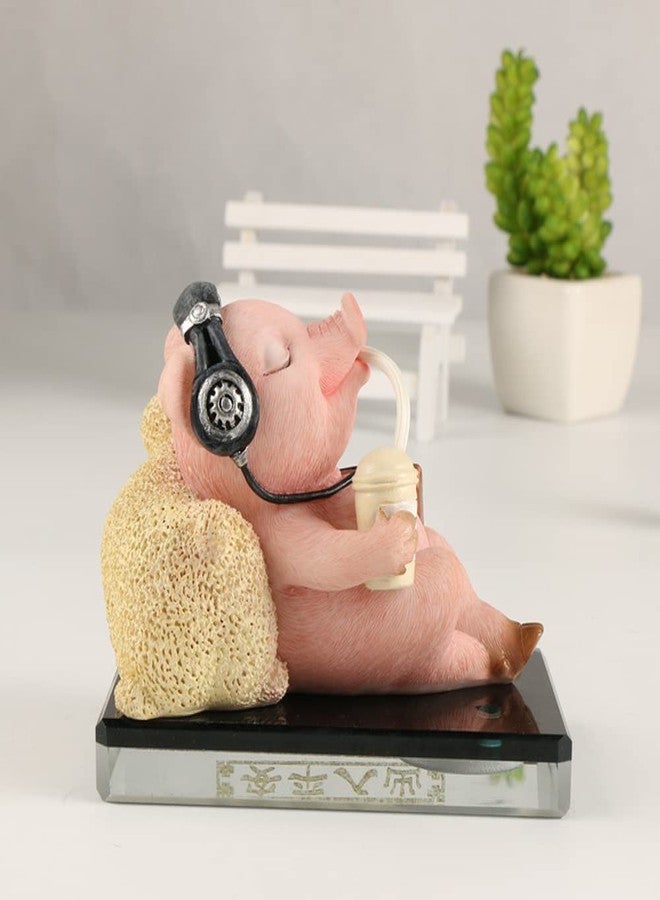 DIYOMR Funny Piggy Resin Art Ornaments Hard-working Pig Figurines Craft Decorations, Small Statues for Shelves Table Desk Home Office Decor (Leisure) - Image 2