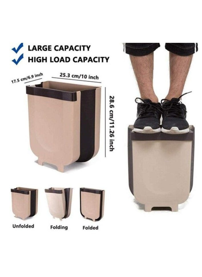 Natural Way Hanging Trash Can Kitchen Cabinet Door Hanging Trash Small Compact Garbage Can Hanging Cabinet Trash Plastic Bag Holder Hanging Waste Basket (BROWN)  - Image 3