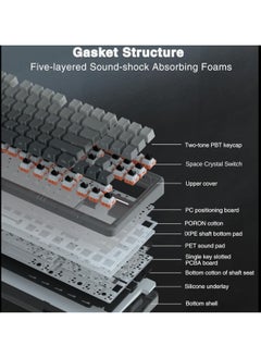 AULA F87 Pro Wireless Mechanical Keyboard 3 Modes (Bluetooth/2.4GHz/Tpye-C) Gaming Keyboard Graywood Switch  - Image 3