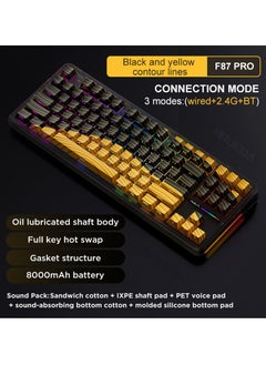 AULA F87 Pro Wireless Mechanical Keyboard 3 Modes (Bluetooth/2.4GHz/Tpye-C) Gaming Keyboard Graywood Switch  - Image 2