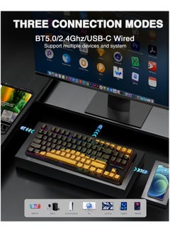 AULA F87 Pro Wireless Mechanical Keyboard 3 Modes (Bluetooth/2.4GHz/Tpye-C) Gaming Keyboard Graywood Switch  - Image 5