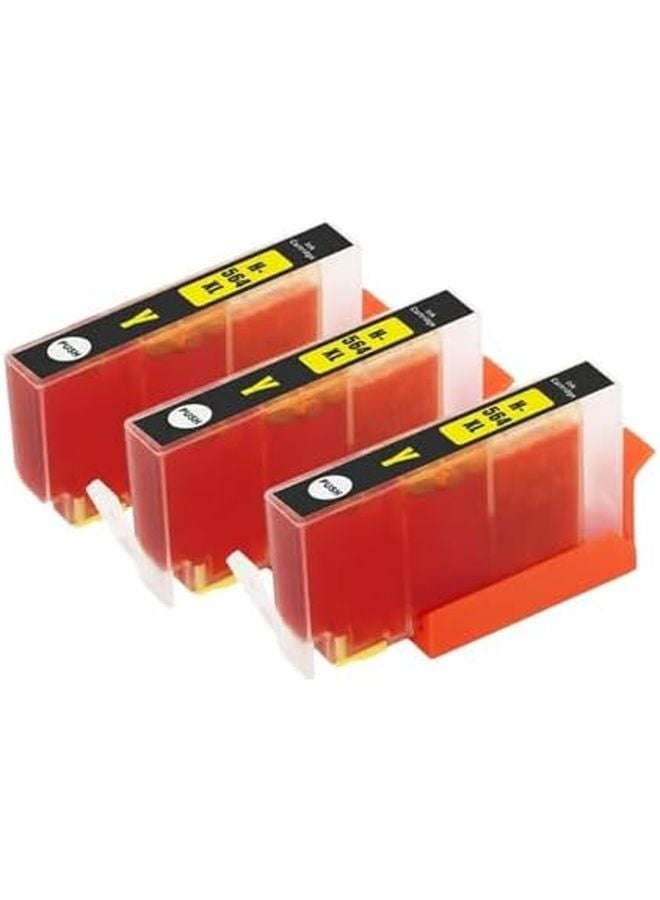 خراطيش حبر متوافقة 564XL 3 قطع أصفر لـ C5324 C5370 C5373 C5380 C5383 C5388 C5390 5525 6510 6512 C410a