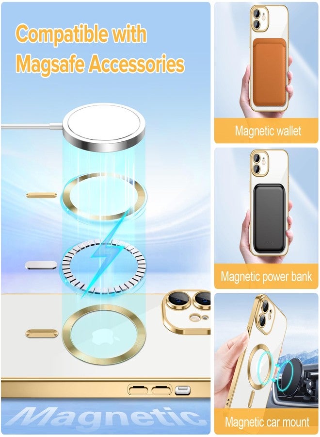 Hython Magnetic Clear for iPhone 12 Case with Camera Lens Protector [Compatible with MagSafe] Luxury Plating Edge Slim Soft TPU Cover Protective Phone Case for iPhone 12 6.1", Gold - Image 3