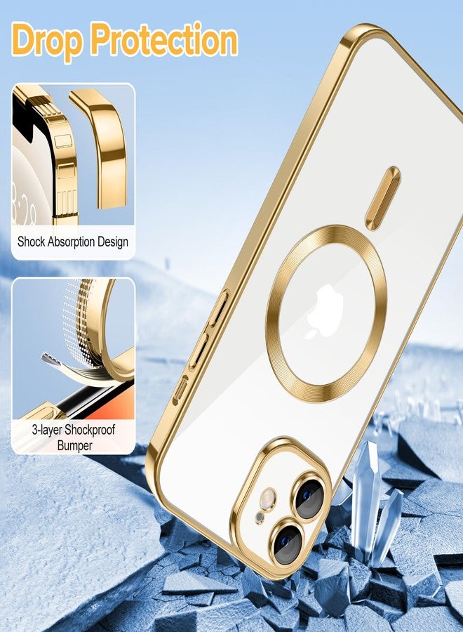 Hython Magnetic Clear for iPhone 12 Case with Camera Lens Protector [Compatible with MagSafe] Luxury Plating Edge Slim Soft TPU Cover Protective Phone Case for iPhone 12 6.1", Gold - Image 5