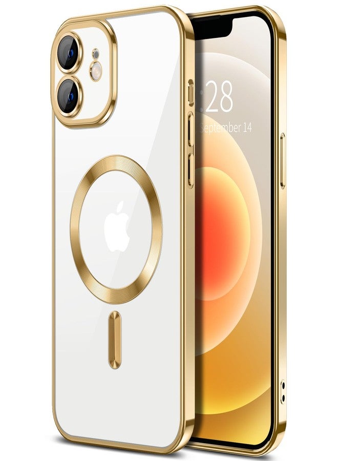 Hython Magnetic Clear for iPhone 12 Case with Camera Lens Protector [Compatible with MagSafe] Luxury Plating Edge Slim Soft TPU Cover Protective Phone Case for iPhone 12 6.1", Gold - Image 1