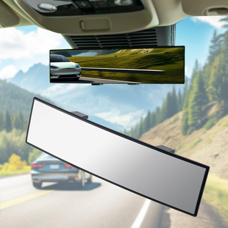 BOOMIBOO Rear View Mirror Chrome Antiglare Panoramic Rear Mirrors Universal 1181 Inch Panoramic Convex Rearview Mirror Cars Accessory for CarsSUVsTrucks Various Kinds Vehicles - Image 2
