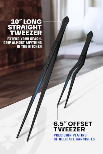Dalstrong Professional Food Tweezers and Kitchen Tongs Set-2pc(6.5" & 10")-High-Precision, Black Titanium Coating, Multi-Use, 304 Stainless Steel-Gift Perfect for Culinary - Image 3