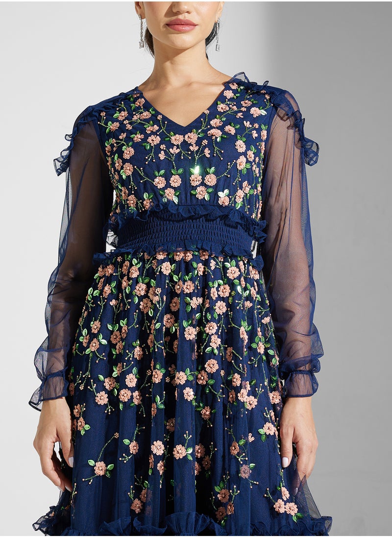 Frock and Frill Floral Ruffled Midi Dress  - Image 3