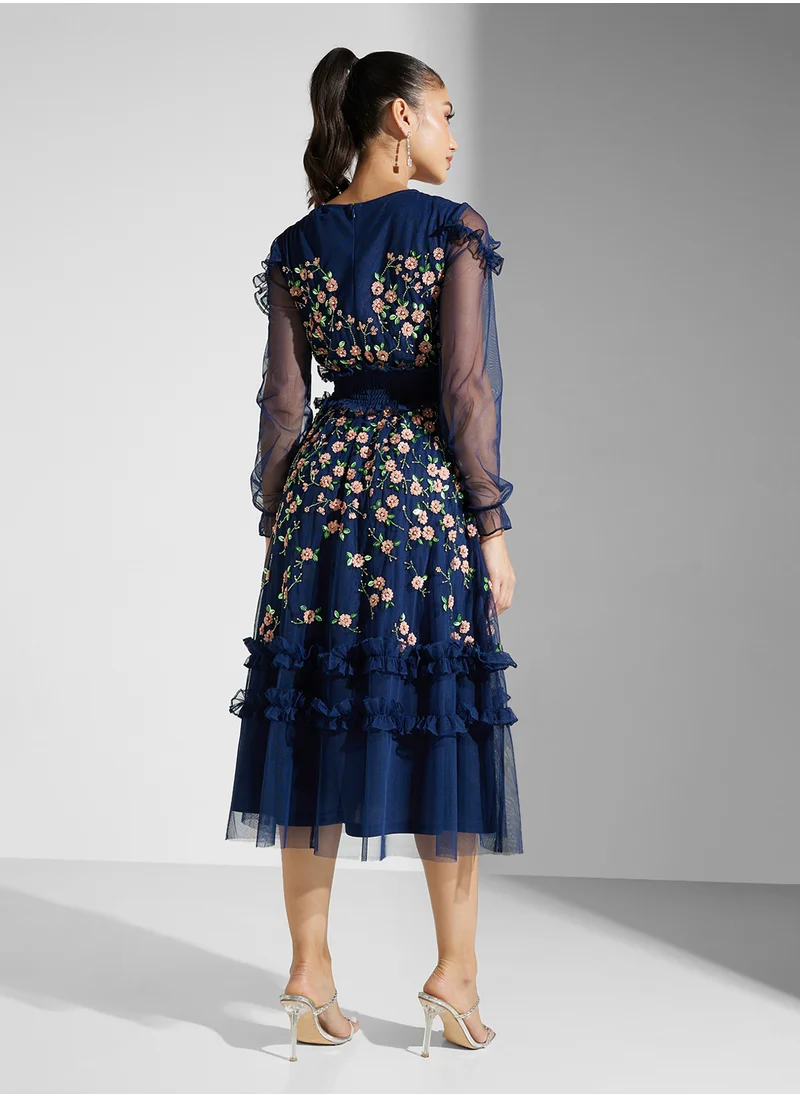 فروك اند فرل Embellished Ruffles Midi Dress